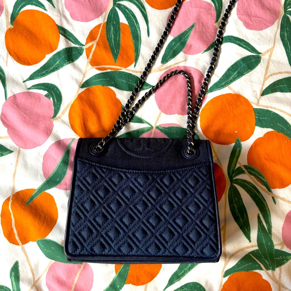 Tory Burch Denim Quilted Chain Shoulder Bag
